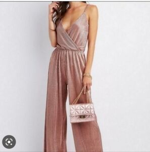 🍁🍂Nwot Charlotte russe silver satin jumpsuit 2x